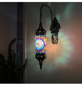 New Mediterranean Style Art Deco Turkish Mosaic Wall Lamp Handcrafted Glass Romantic Light  Lamparas Con Mosaicos Bedroom