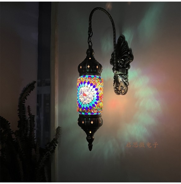 New Mediterranean Style Art Deco Turkish Mosaic Wall Lamp Handcrafted Glass Romantic Light  Lamparas Con Mosaicos Bedroom