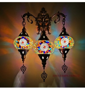 3 Heads New Mediterranean style Art Deco Turkish Mosaic Wall Lamp Handcrafted mosaic Glass romantic wall light