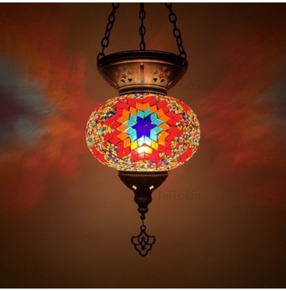 Big Size Turkish Mosaic Pendant Lamp Vintage Deco Handcrafted Lampe De Mesa Glass Romantic Light Lamparas Colgantes Para Techo