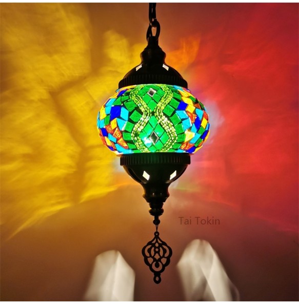 Newest Mediterranean Style Art Deco Turkish Mosaic Pendant Lamp Handcrafted Mosaic Glass Romantic Pendant Light