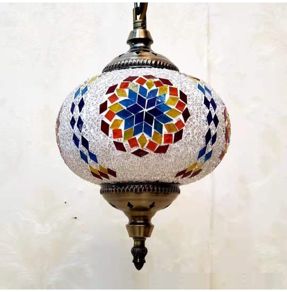 Turkish Mosaic Pendant Lamp Vintage Art Deco Handcrafted Lamparas De Mesa Glass Romantic Light Lamparas Con Mosaicos Home Decor