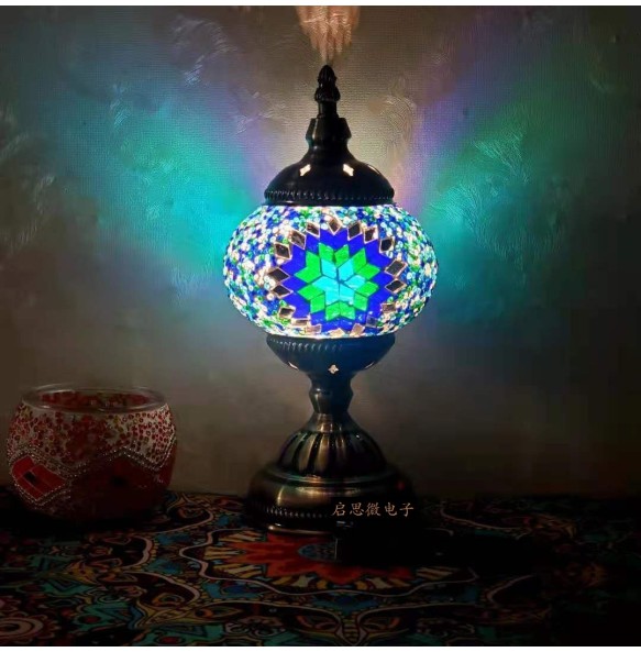 DIY USB Rechargeable Turkish Mosaic Table Lamp Handcrafted Camping Light Gift For Kids Lamparas Bedroom Decoration Night Light