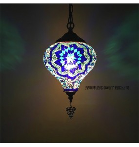 Newest E14 Hand-inlaid Glass Mosaic Bedroom Living Room Decorative Pendant  Lamps of Mediterranean Style Turkish Lampe