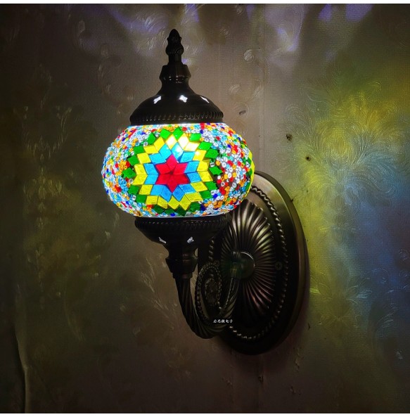 New Turkish Mosaic Wall Lamp Handcrafted Glass Luminaria Led Wall Light Corridor Sofa Background Lighting Home Room Decor Lampe