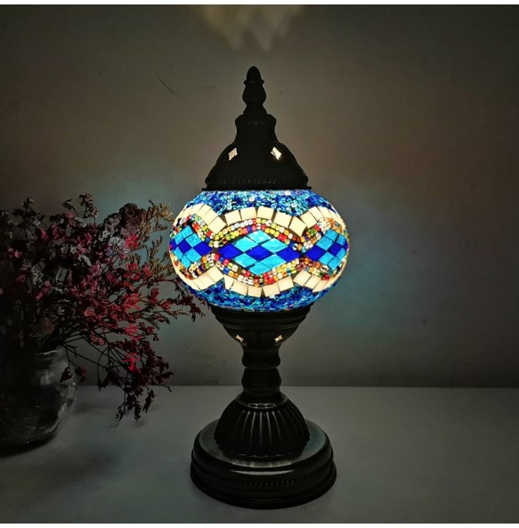 Rechargeable Turkish mosaic table Lamp vintage art deco Handcrafted lamparas de mesa Glass romantic bed light con mosaicos