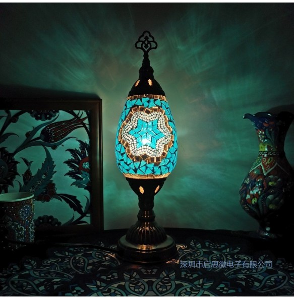 Turkish Table Lamp Vintage Art Deco Handcrafted Lamparas De Mesa Mosaic Glass Romantic Bed Light Lamparas Con  Night Lampe