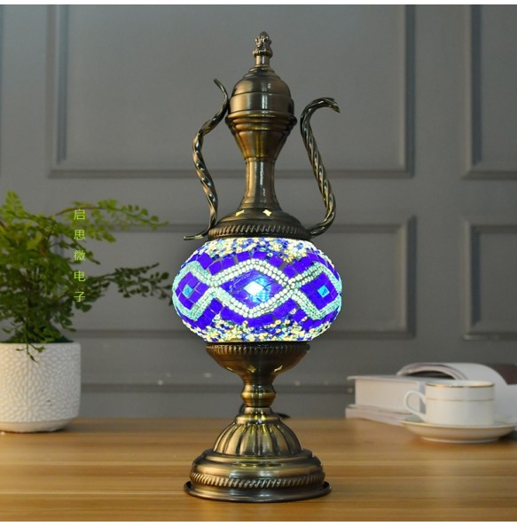 Newest E14 Hand-inlaid Glass Morocco Style Mosaic Light Bedroom Living Room Decorative Table Lamp Turkish Lampe