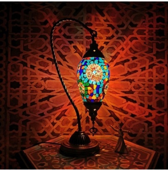 New Turkish mosaic swan table Lamp vintage art deco Handcrafted lamparas de mesa mosaicos Glass romantic bed light lamparas con