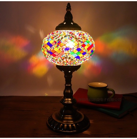 New Style E14 Hand-inlaid Glass Mosaic Bedroom Living Room Decorative Table Lamps of Mediterranean Style Turkish Lamps