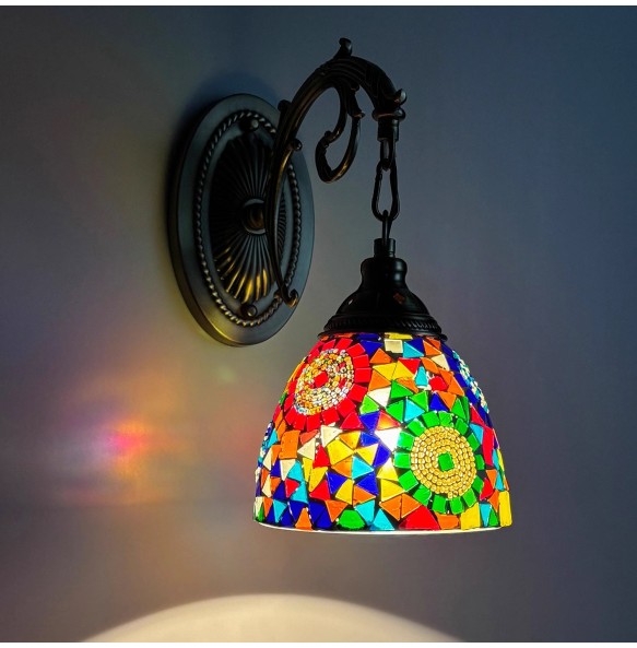 Turkish Mosaic Wall Lamp Handcrafted Glass Luminaria Led Wall Light Corridor Sofa Background Lighting Home Room Decor Lampe