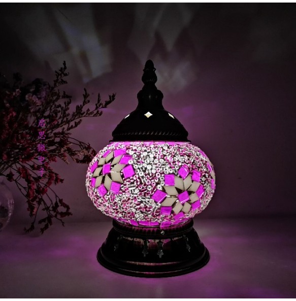 New Style E14 Hand-inlaid glass mosaic bedroom living room decorative Night Lamps of Mediterranean style Turkish Lamps