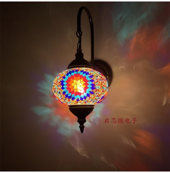 Waterproof Outdoor Mediterranean style Art Deco Turkish Mosaic Wall Lamp Handcrafted mosaic Glass romantic wall light