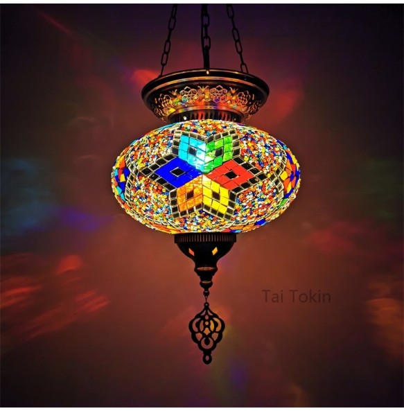 Big size New style Turkey Ethnic Customs Handmade Lamp Romantic Cafe Restaurant Bar Tree Pendant Light Bar Mosaic Pendant Light