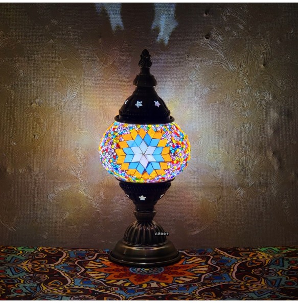 Newest Turkish Mosaic Table Lamp Vintage Art Deco Handcrafted Lamparas De Mesa Ball Glass Romantic Bed Light Led Night Lampe