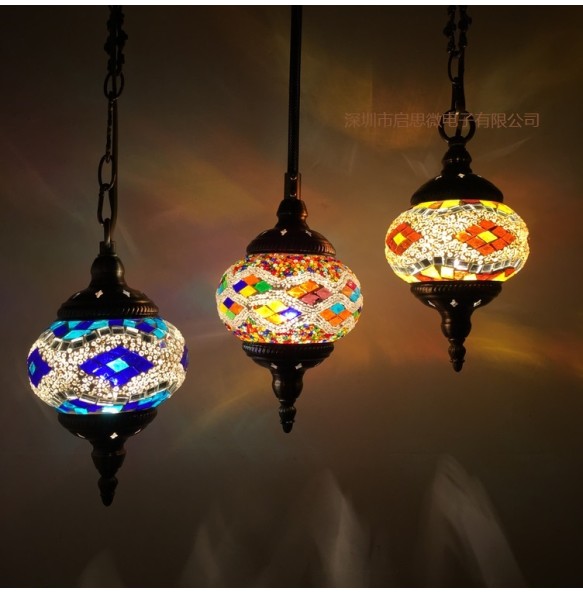 New style Turkey Ethnic Customs Handmade Lamp Romantic Cafe Restaurant Bar Tree Pendant Light Bar Mosaic Pendant Lamp