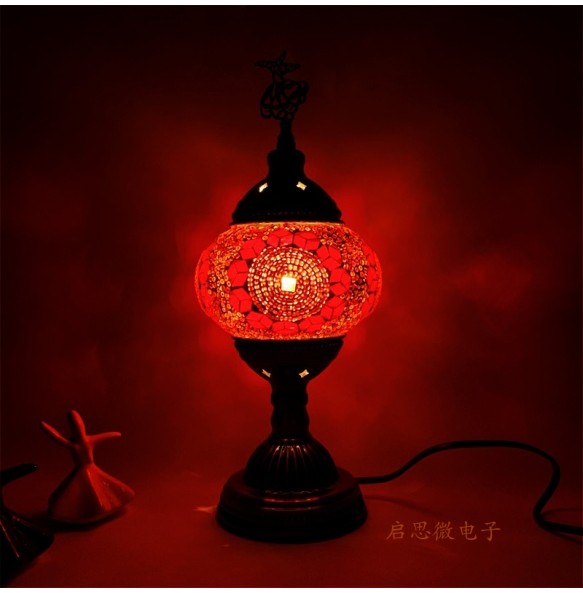 Turkish Swirling Dance Mosaic Table Lamp Vntage Deco Handmade Lamparas De Mesa Glass Romantic Bed Light Lampe Con Mosaicos