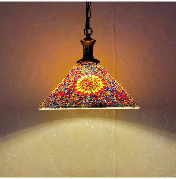 New Style Turkish Mosaic Pendant Lamp Vintage Art Deco Handcrafted Lamparas De Mesa Glass Romantic Light Lamparas Con Mosaicos