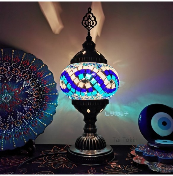 Newest style E14 Hand-inlaid glass mosaic bedroom living room decorative Table Lamps of Mediterranean style Turkish Lamps