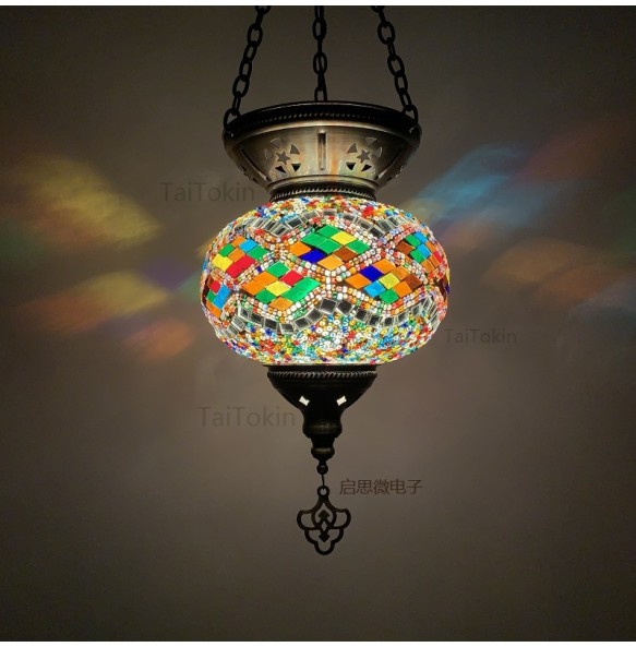 Big Size Turkish Mosaic Pendant Lamp Vintage Deco Handcrafted Lampe De Mesa Glass Romantic Light Lamparas Colgantes Para Techo