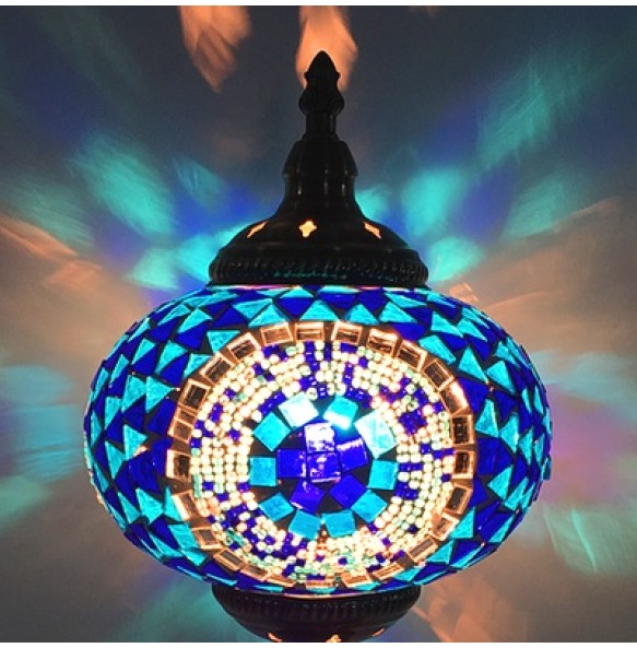 New Style E14 Hand-inlaid Glass Mosaic Bedroom Living Room Decorative Table Lamps of Mediterranean Style Turkish Lamps