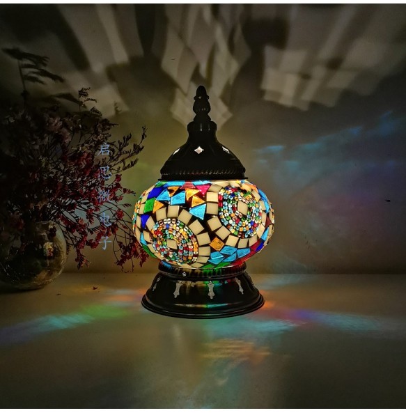 New Style E14 Hand-inlaid glass mosaic bedroom living room decorative Night Lamps of Mediterranean style Turkish Lamps