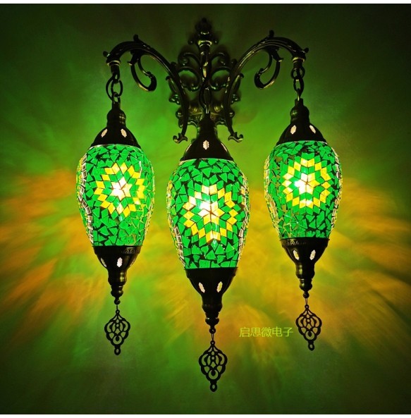 3 Heads Turkish Mosaic Wall Lamps Luminaria Applique Murale Intérieur Led Lampara Bedroom Living Room Balcony Aisle Decor Light