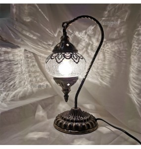 Creative Holiday Retro ice-cracked Table Lamps Clear Turkish Lamp Night Light Bedroom Desk Lighting Home Decoration