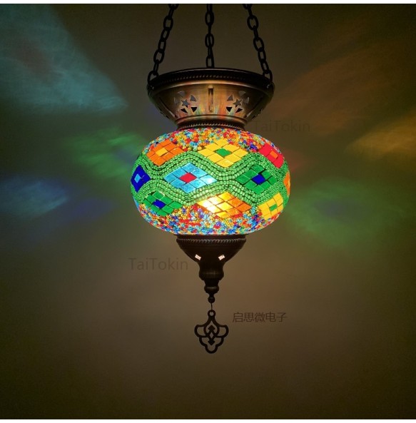 Big Size Turkish Mosaic Pendant Lamp Vintage Art Deco Handcrafted Lamparas De Mesa Glass Romantic Light Lamparas Con Mosaicos