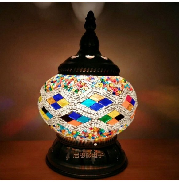 Newest Turkish Mosaic Table Lamp Vintage Art Deco Handcrafted Lamparas De Mesa Glass Romantic Bed Light Lamparas Con Mosaicos