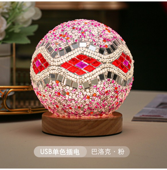 Infinite Dimming Turkish Mosaic Table Lamp Vintage Handcrafted Lamparas De Mesa Ball Glass Romantic Bed Light Led Night Lampe