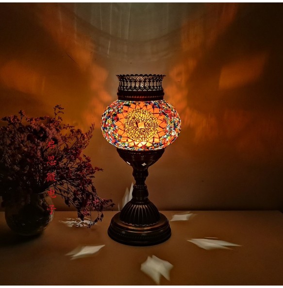 Turkish Mosaic Aroma Table Lamp Vintage Art Deco Handcrafted Lamparas De Mesa Glass Romantic Bed Light Lamparas Con Mosaicos