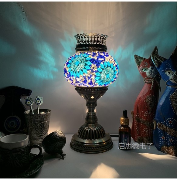 Turkish Mosaic Aroma Table Lamp Vintage Art Deco Handcrafted Lamparas De Mesa Glass Romantic Bed Light Lamparas Con Mosaicos