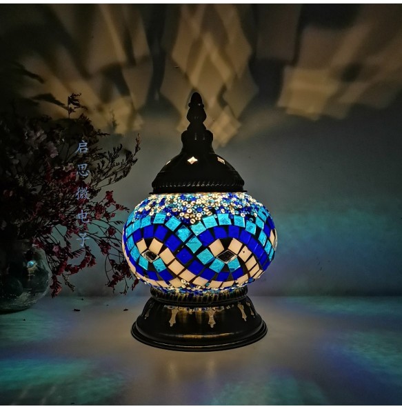 New Style E14 Hand-inlaid glass mosaic bedroom living room decorative Night Lamps of Mediterranean style Turkish Lamps