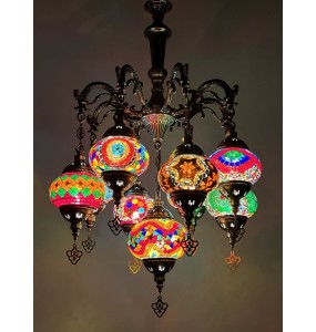 New 9 Heads Turkish Chandelier Handmade Cafe Restaurant Bar Bedroom Balcony Lamp Corridor Mosaic Pendant Light Home Decorations