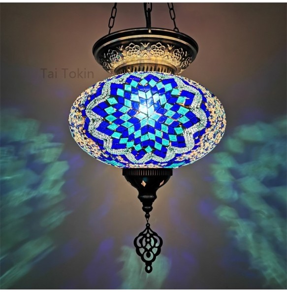 Big size New style Turkey Ethnic Customs Handmade Lamp Romantic Cafe Restaurant Bar Tree Pendant Light Bar Mosaic Pendant Light