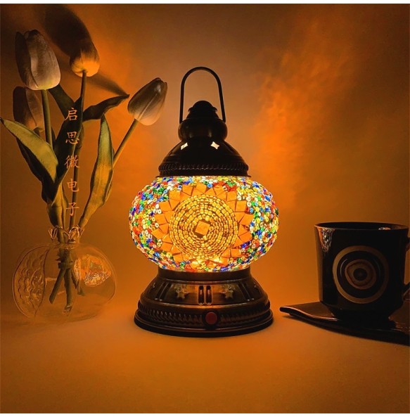 Rechargeable Turkish Mosaic Table Lamp Deco Handcrafted Lampe Abajur Para Quarto Bed Night Light Lampara De Noche Dormitorio