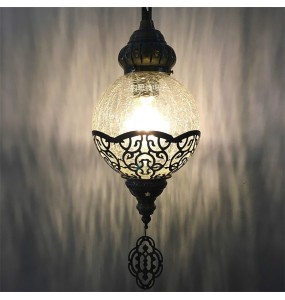 Newest Style Turkey Ethnic Customs Handmade Lamp Romantic Cafe Restaurant Bar Tree Pendant Light Ice Cracked Glass Pendant Lampe