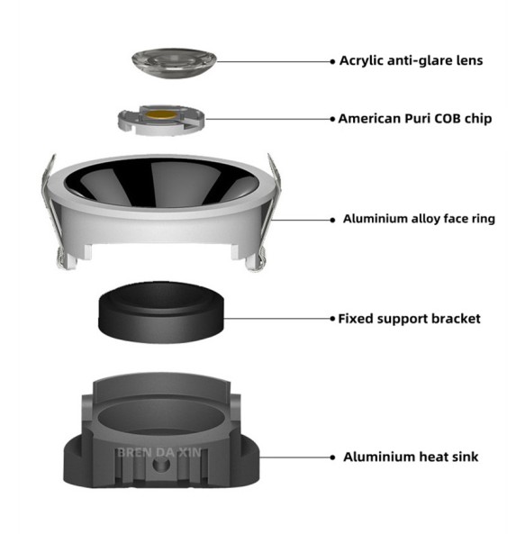 Dimmable COB Downlight spotlight AC85-265V anti-glare lantern concave Led All aluminum ultra thin downlight interior lighting