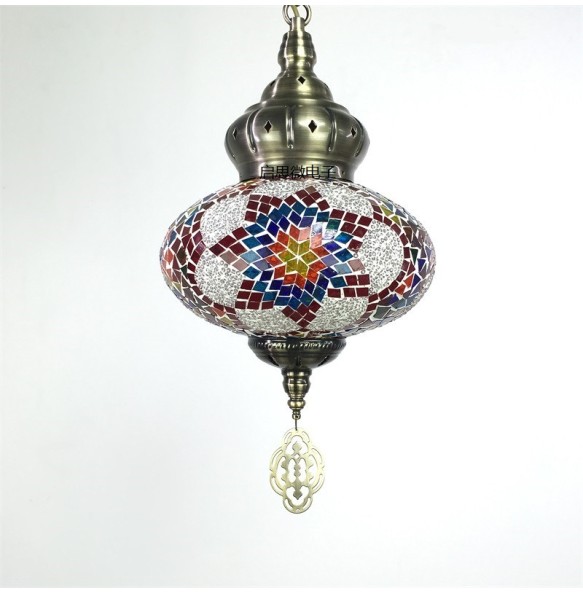 Dia 25cm New Style Turkey Ethnic Customs Handmade Lamp Romantic Cafe Restaurant Bar Tree Pendant Light Bar Mosaic Pendant Lamp