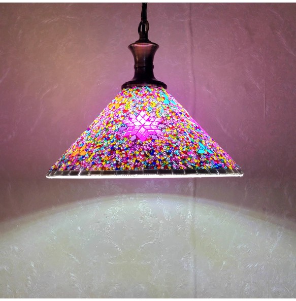 New Style Turkish Mosaic Pendant Lamp Vintage Art Deco Handcrafted Lamparas De Mesa Glass Romantic Light Lamparas Con Mosaicos