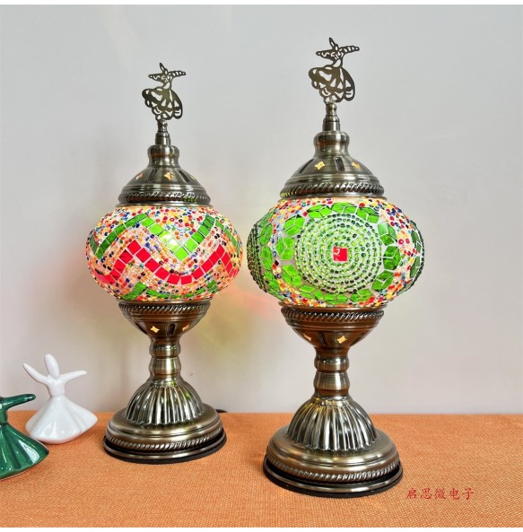 Turkish Swirling Dance Mosaic Table Lamp Vntage Deco Handmade Lamparas De Mesa Glass Romantic Bed Light Lampe Con Mosaicos