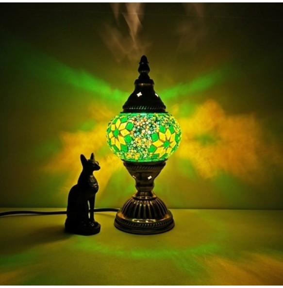 USB Rechargeable Night Lamp Mosaic Table Lamp Vintage Deco Handcrafted Lamparas De Mesa Glass Romantic Bed Light Con Mosaicos