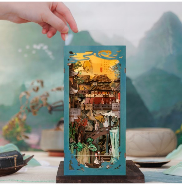 CUTEBEE Antiquity Book Nook Chinese Style Doll House Kit with Touch Light Dust Cover 3D Puzzle Toy Gift Ideas Su Dongpo's Life