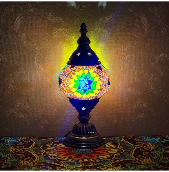 Newest Turkish Mosaic Table Lamp Vintage Art Deco Handcrafted Lamparas De Mesa Ball Glass Romantic Bed Light Led Night Lampe