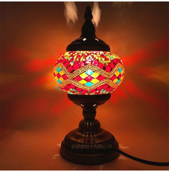 Newest style E14 Hand-inlaid glass mosaic bedroom living room decorative Table Lamps of Mediterranean style Turkish Lamps