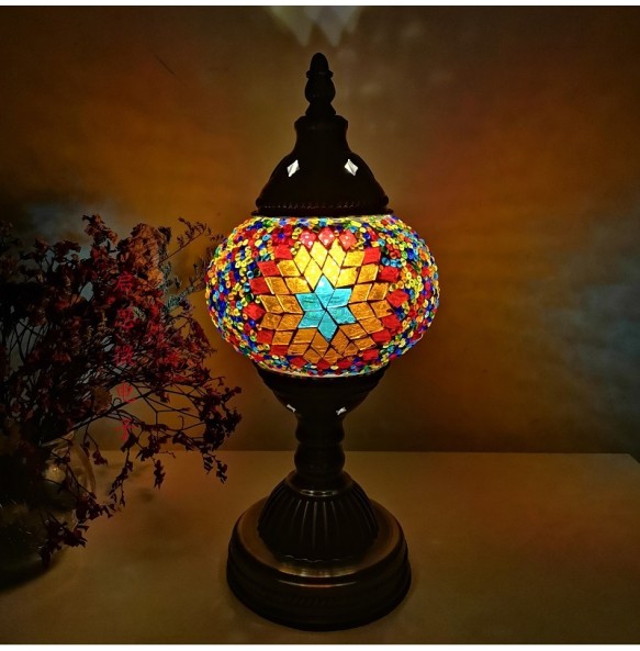 Rechargeable Turkish mosaic table Lamp vintage art deco Handcrafted lamparas de mesa Glass romantic bed light con mosaicos