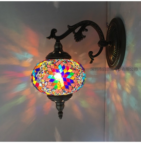 Turkish Mosaic Wall Lamp Handcrafted Glass Luminaria Led Wall Light Corridor Sofa Background Lighting Home Room Decor Lampe