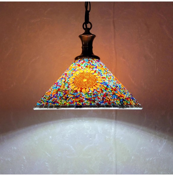 New Style Turkish Mosaic Pendant Lamp Vintage Art Deco Handcrafted Lamparas De Mesa Glass Romantic Light Lamparas Con Mosaicos