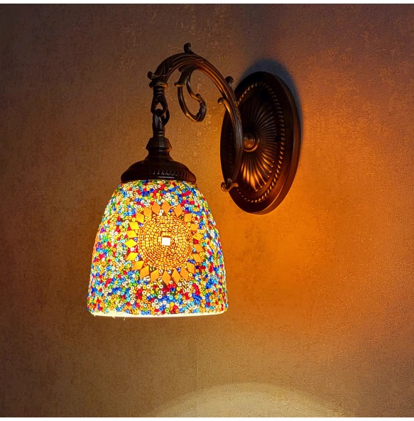 Turkish Mosaic Wall Lamp Handcrafted Glass Luminaria Led Wall Light Corridor Sofa Background Lighting Home Room Decor Lampe